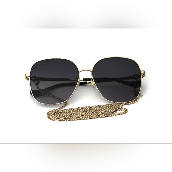 NEW GUCCI GOLD FRAME WOMEN SUNGLASSES GG1089SA 001 + GOLD CHAIN GUCCI SUNGLASSES - Picture 4 of 12